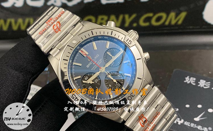 GF厂百年灵B01子弹链蓝色细节.jpg